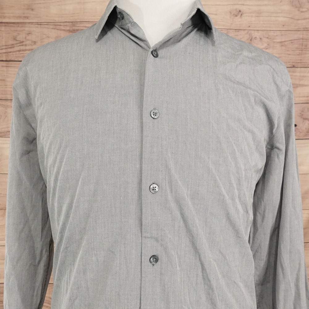 Express 1MX Shirt Mens XL Gray Excellent Fitted Long Sleeve Button Down Cotton